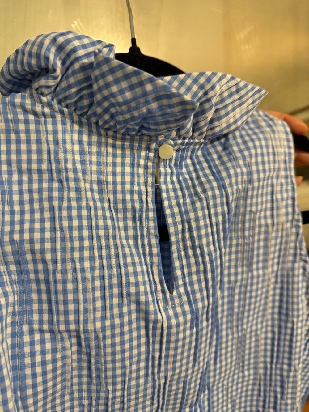 Sara Campbell Blue Gingham Ruffle-Neck Tank Top - Picture 8 of 10